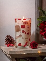 Red Pillar Festive Spice Scented Christmas Candle - Image 1 of 4