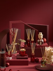 Red Pillar Festive Spice Scented Christmas Candle - Image 2 of 4