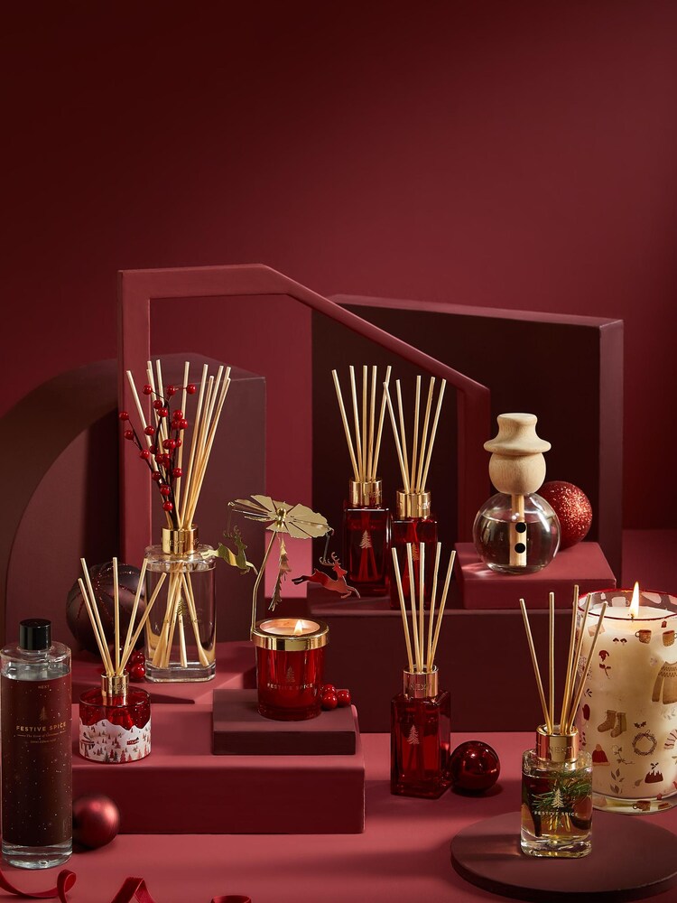Red Pillar Festive Spice Scented Christmas Candle - Image 2 of 4
