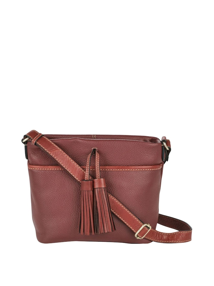 Osprey London Purple The Savanna Leather Cross-Body Bag - Image 1 of 4