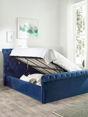 Aspire Furniture Blue Chesterfield Storage Side Lift Ottoman Storage Bed - Image 2 of 6