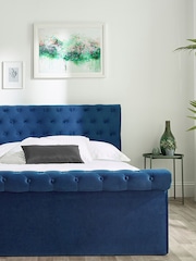 Aspire Furniture Blue Chesterfield Storage Side Lift Ottoman Storage Bed - Image 3 of 6