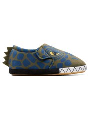 Clarks Green F Fit Dino Fluffy Snug Kids Slippers - Image 1 of 8