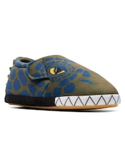 Clarks Green F Fit Dino Fluffy Snug Kids Slippers - Image 5 of 8