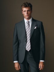 Charcoal Grey Slim Fit Signature Barberis Suit: Jacket - Image 1 of 16