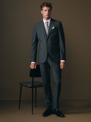 Charcoal Grey Slim Fit Signature Barberis Suit: Jacket - Image 4 of 16