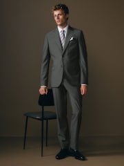 Charcoal Grey Slim Fit Signature Barberis Suit: Jacket - Image 5 of 16
