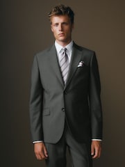 Charcoal Grey Slim Fit Signature Barberis Suit: Jacket - Image 6 of 16