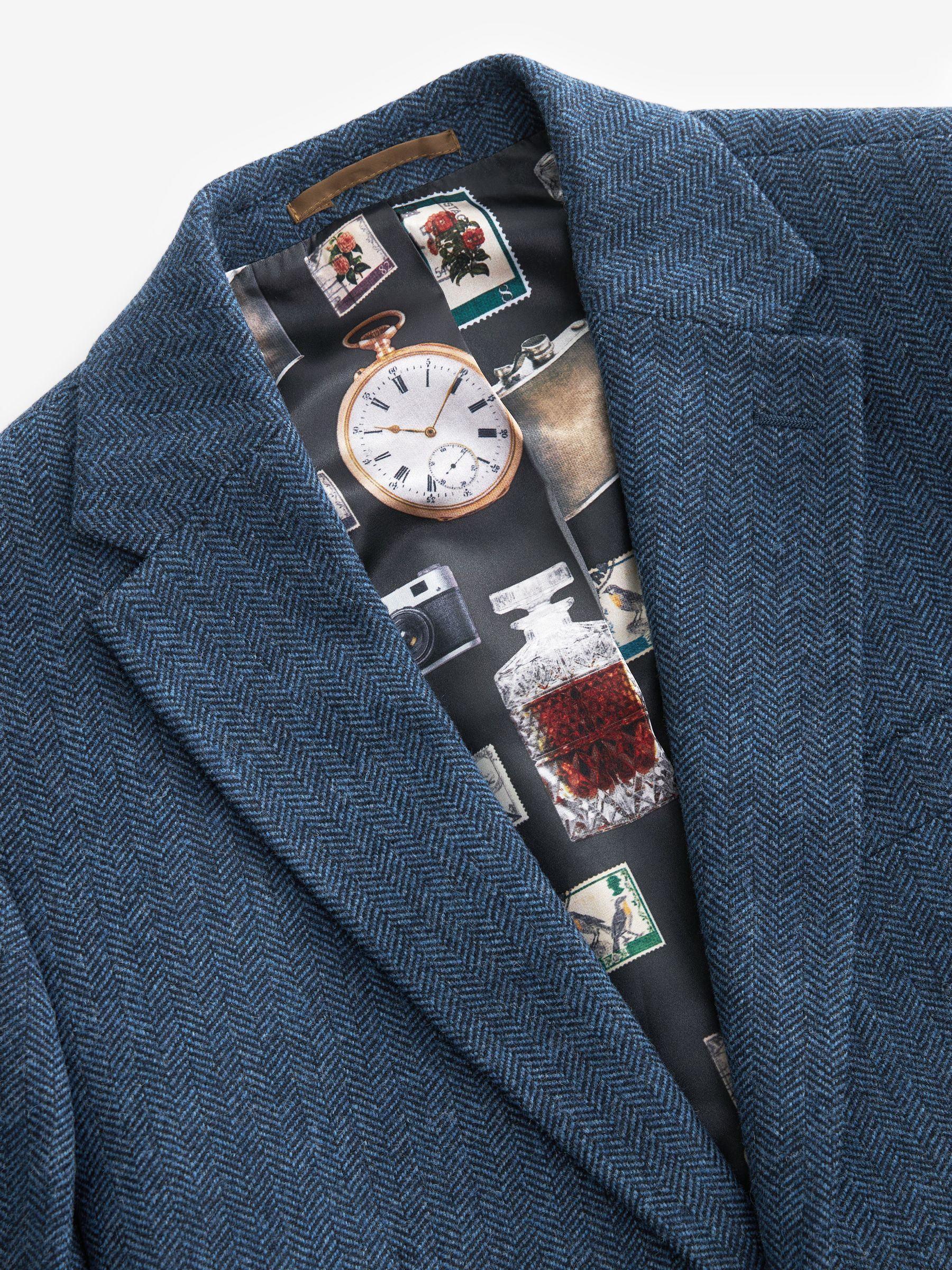 Buy Bright Blue Slim Fit Nova Fides Wool Blend Herringbone Suit Jacket from Next Luxembourg