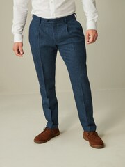 Leuchtend Blau - Nova Fides Anzughose aus Wollmischung in Slim Fit mit Fischgrätenmuster - Bild 1 von 1