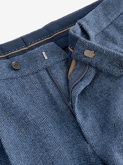 Bright Blue Slim Fit Nova Fides Wool Blend Herringbone Suit: Trousers - Image 10 of 11
