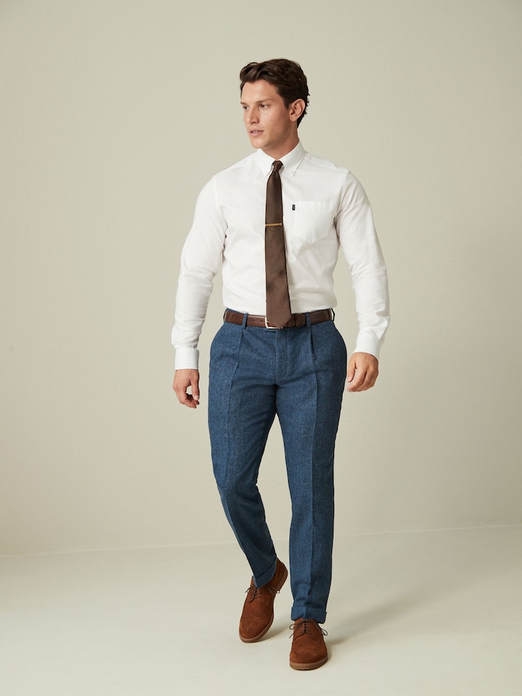 Bright Blue Slim Fit Nova Fides Wool Blend Herringbone Suit: Trousers - Image 2 of 11 Bright Blue Slim Fit Nova Fides Wool Blend Herringbone Suit: Trousers - Image 2 of 11
