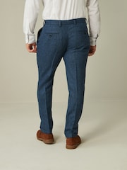 Bright Blue Slim Fit Nova Fides Wool Blend Herringbone Suit: Trousers - Image 3 of 11