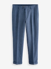 Bright Blue Slim Fit Nova Fides Wool Blend Herringbone Suit: Trousers - Image 7 of 11