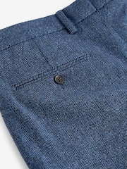 Bright Blue Slim Fit Nova Fides Wool Blend Herringbone Suit: Trousers - Image 9 of 11