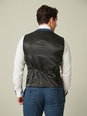 Bright Blue Regular Fit Nova Fides Wool Blend Herringbone Waistcoat - Image 5 of 10