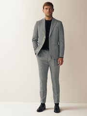 Grau - Nova Fides Anzughose aus Wollmischung in Slim Fit mit Fischgrätenmuster - Bild 2 von 9