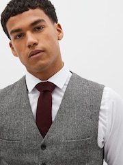 Grey Regular Fit Nova Fides Wool Blend Herringbone Waistcoat - Image 3 of 11