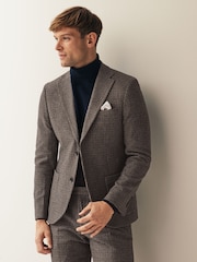 Brown Slim Wool Blend Puppytooth Suit Jacket - Image 1 of 11