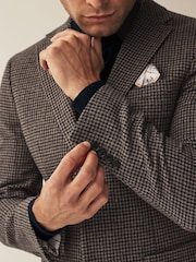 Brown Slim Wool Blend Puppytooth Suit Jacket - Image 4 of 11