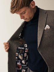 Brown Slim Wool Blend Puppytooth Suit Jacket - Image 5 of 11