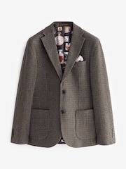 Brown Slim Wool Blend Puppytooth Suit Jacket - Image 6 of 11