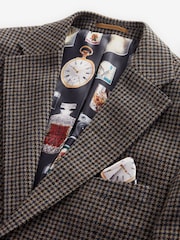 Brown Slim Wool Blend Puppytooth Suit Jacket - Image 7 of 11