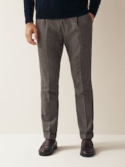 Brown Slim Wool Blend Puppytooth Suit Trousers - Image 1 of 9