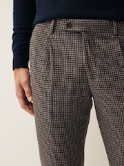 Brown Slim Wool Blend Puppytooth Suit Trousers - Image 4 of 9