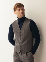 Brown Wool Blend Puppytooth Suit Waistcoat - Image 1 of 10