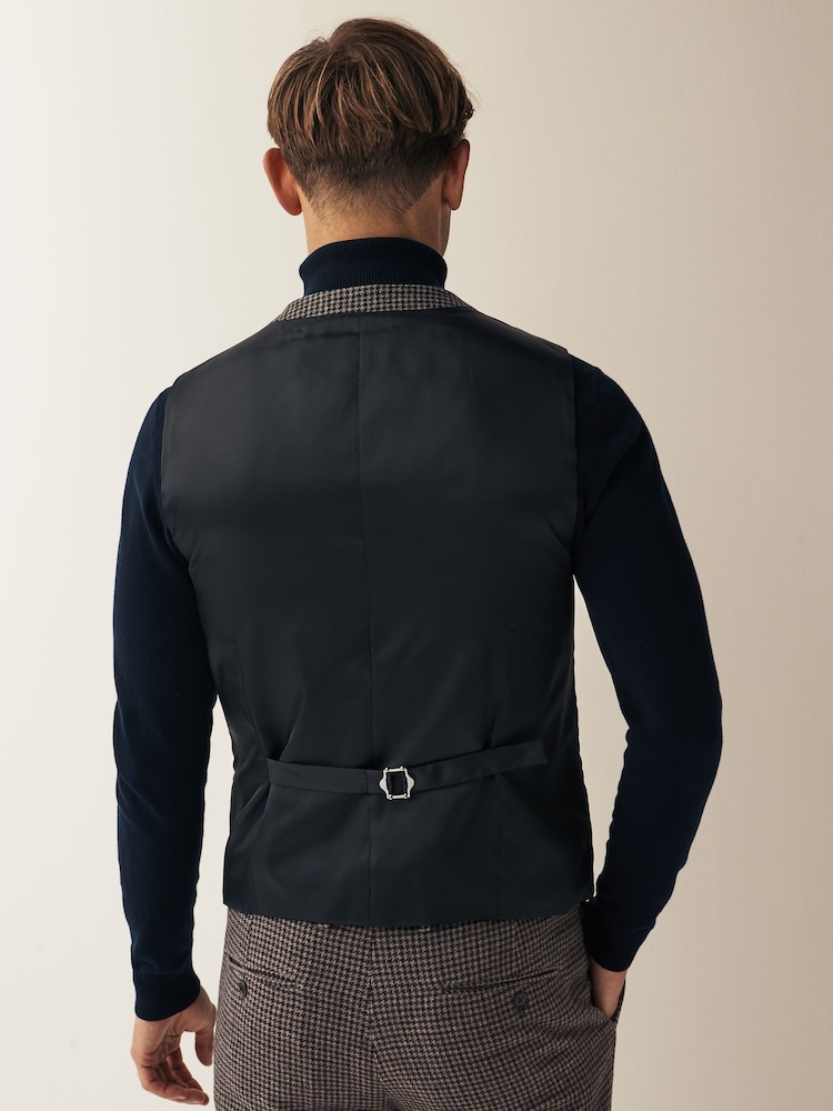 Brown Wool Blend Puppytooth Suit Waistcoat - Image 2 of 10