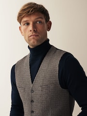 Brown Wool Blend Puppytooth Suit Waistcoat - Image 4 of 10