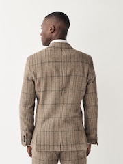 Brown Slim Wool Content Check Suit Jacket - Image 2 of 12