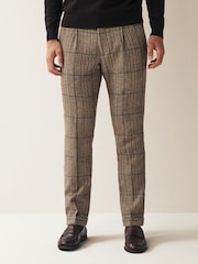 Brown Slim Wool Content Check Suit Trousers - Image 1 of 10