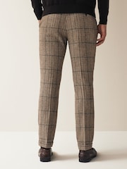 Brown Slim Wool Content Check Suit Trousers - Image 3 of 10