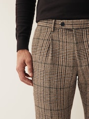 Brown Slim Wool Content Check Suit Trousers - Image 5 of 10