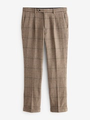 Brown Slim Wool Content Check Suit Trousers - Image 6 of 10