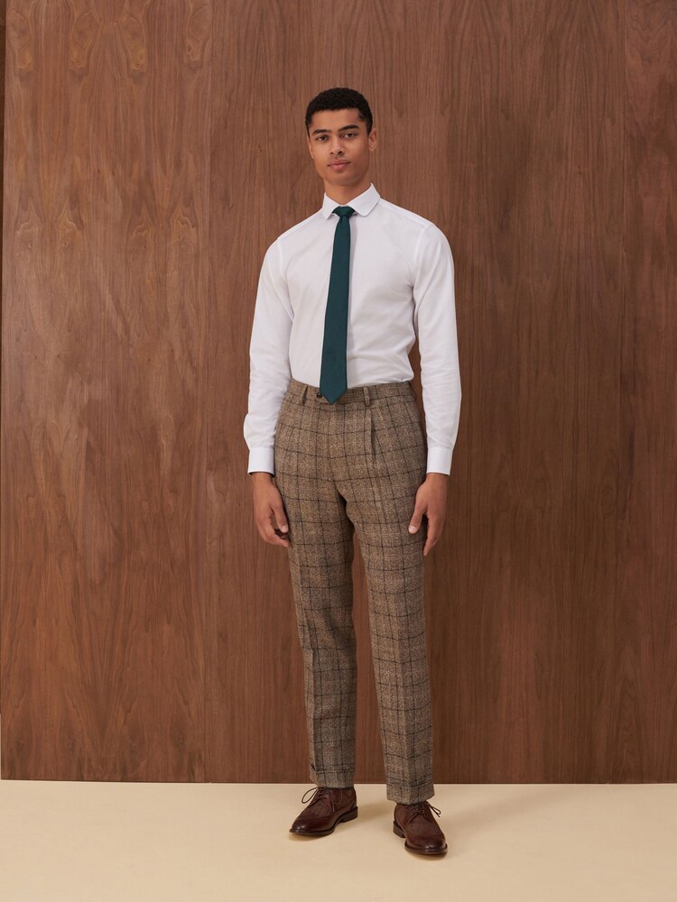 Neutral Slim Fit Check Suit: Trousers - Image 2 of 10