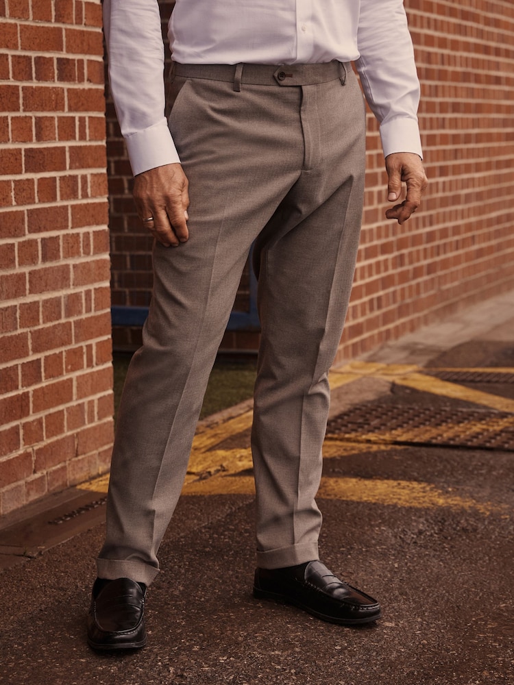 Taupe Natural Herringbone Suit Trousers - Image 1 of 9