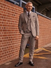 Taupe Natural Herringbone Suit Trousers - Image 3 of 9