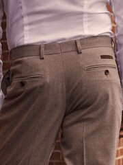 Taupe Natural Herringbone Suit Trousers - Image 5 of 9