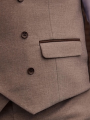 Taupe Trimmed Herringbone Fabric Suit Waistcoat - Image 6 of 9