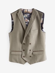 Taupe Trimmed Herringbone Fabric Suit Waistcoat - Image 7 of 9