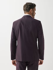 Burgundy Red Slim Fit Two Button Suit Jacket - Image 4 of 13