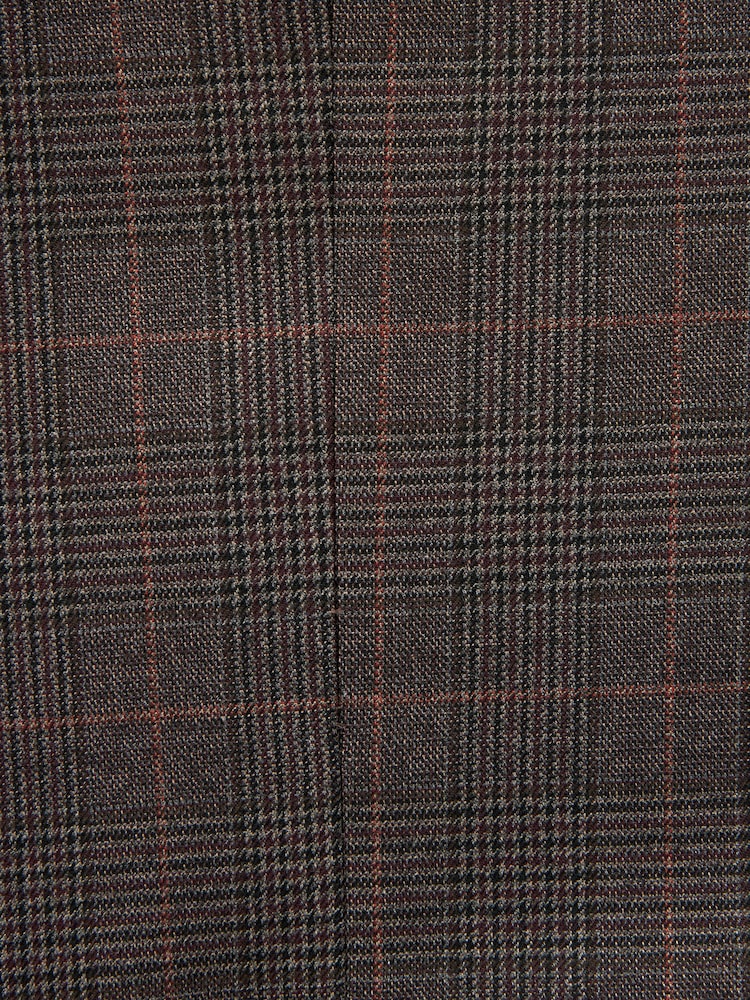 Brązowy - Slim Trimmed Check Suit: Jacket - Image 11 of 11