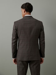 Brązowy - Slim Trimmed Check Suit: Jacket - Image 3 of 11