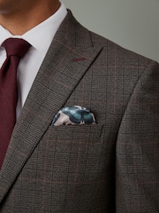 Brązowy - Slim Trimmed Check Suit: Jacket - Image 4 of 11