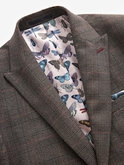 Brązowy - Slim Trimmed Check Suit: Jacket - Image 8 of 11