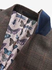 Brązowy - Slim Trimmed Check Suit: Jacket - Image 9 of 11