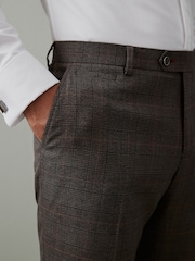 Brown Slim Trimmed Check Suit: Trousers - Image 3 of 7